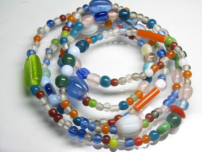 | TOKO-BEADS |AG001N-23 ガラスビーズアソート120cm（連） 5~13mmとんぼ玉,ビーズ,トンボ玉,アジア,インド,エスニック,手作り,パーツ,アクセサリー