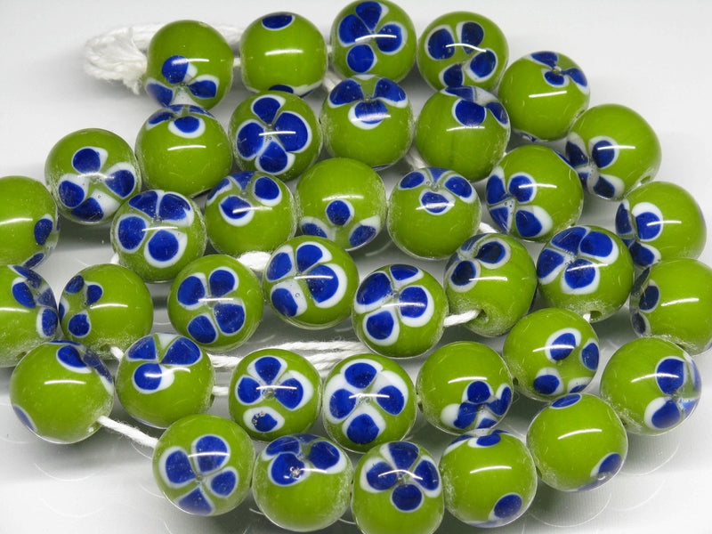 TOKO-BEADS AG006N-03 Glass bead (strand) 11mm AG006N-03 フラワービーズ（連） 11mm Asian bead & African bead  Handmade,Lampeork,bead,asia,india,ethnic,parts,accessory,beads とんぼ玉,ビーズ,トンボ玉,アジア,インド,エスニック,手作り,パーツ,アクセサリー