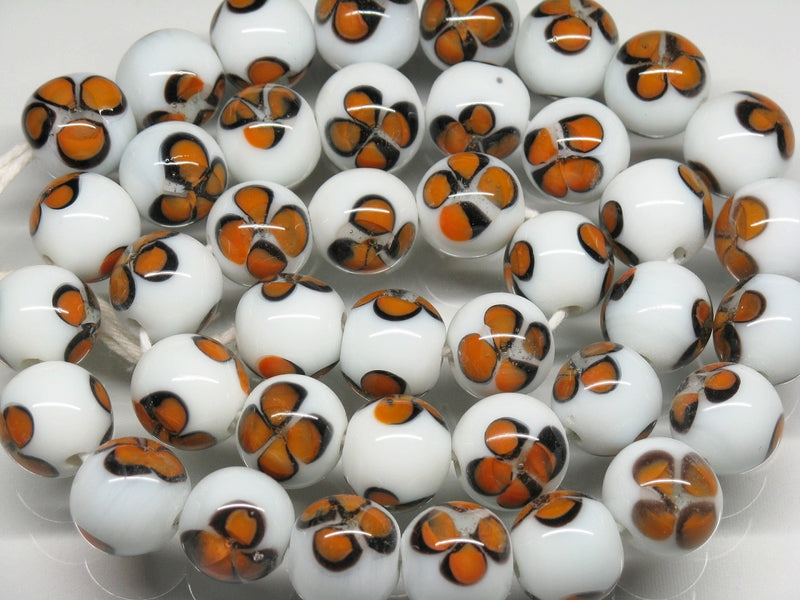 TOKO-BEADS AG006N-08 Glass bead (strand) 12mm AG006N-08 フラワービーズ（連） 12mm Asian bead & African bead  Handmade,Lampeork,bead,asia,india,ethnic,parts,accessory,beads とんぼ玉,ビーズ,トンボ玉,アジア,インド,エスニック,手作り,パーツ,アクセサリー