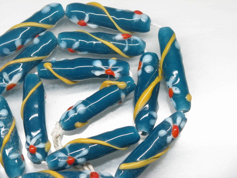 TOKO-BEADS AG017N-12 Glass bead (strand) 7mm AG017N-12 フラワービーズ（連） 7mm Asian bead & African bead  Handmade,Lampeork,bead,asia,india,ethnic,parts,accessory,beads とんぼ玉,ビーズ,トンボ玉,アジア,インド,エスニック,手作り,パーツ,アクセサリー