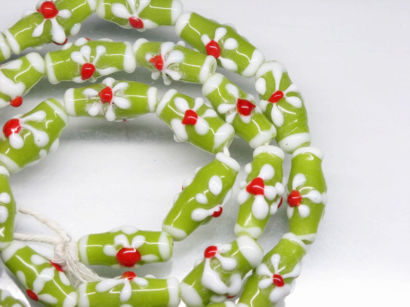 TOKO-BEADS AG017N-22 Glass bead (strand) 9~10mm AG017N-22 フラワービーズ（連） 9~10mm Asian bead & African bead  Handmade,Lampeork,bead,asia,india,ethnic,parts,accessory,beads とんぼ玉,ビーズ,トンボ玉,アジア,インド,エスニック,手作り,パーツ,アクセサリー