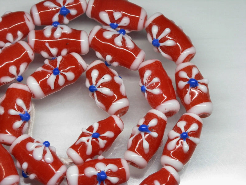 TOKO-BEADS AG017N-24 Glass bead (strand) 11~12mm AG017N-24 フラワービーズ（連） 11~12mm Asian bead & African bead  Handmade,Lampeork,bead,asia,india,ethnic,parts,accessory,beads とんぼ玉,ビーズ,トンボ玉,アジア,インド,エスニック,手作り,パーツ,アクセサリー