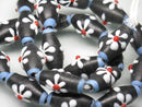 TOKO-BEADS AG017N-28 Glass bead (strand) 9~10mm AG017N-28 フラワービーズ（連） 9~10mm Asian bead & African bead  Handmade,Lampeork,bead,asia,india,ethnic,parts,accessory,beads とんぼ玉,ビーズ,トンボ玉,アジア,インド,エスニック,手作り,パーツ,アクセサリー