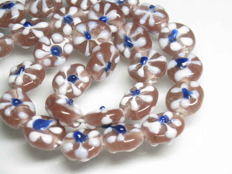 TOKO-BEADS AG034-08N Glass bead (strand) 11~12mm AG034-08N フラワービーズ（連） 11~12mm Asian bead & African bead  Handmade,Lampeork,bead,asia,india,ethnic,parts,accessory,beads とんぼ玉,ビーズ,トンボ玉,アジア,インド,エスニック,手作り,パーツ,アクセサリー