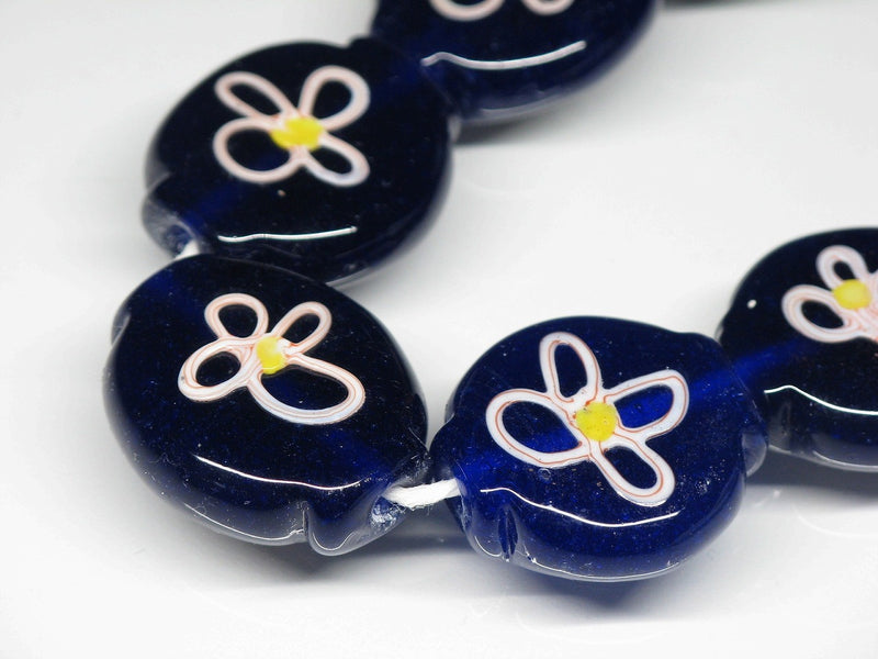 TOKO-BEADS AG035-01N Glass bead (strand) 17~19mm AG035-01N フラワービーズ（連） 17~19mm Asian bead & African bead  Handmade,Lampeork,bead,asia,india,ethnic,parts,accessory,beads とんぼ玉,ビーズ,トンボ玉,アジア,インド,エスニック,手作り,パーツ,アクセサリー