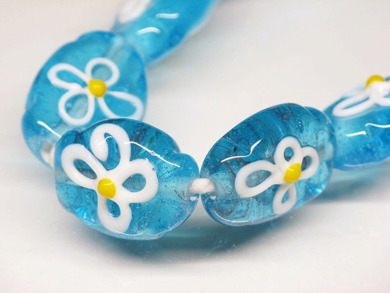 TOKO-BEADS AG035-09N Glass bead (strand) 16mm AG035-09N フラワービーズ（連） 16mm Asian bead & African bead  Handmade,Lampeork,bead,asia,india,ethnic,parts,accessory,beads とんぼ玉,ビーズ,トンボ玉,アジア,インド,エスニック,手作り,パーツ,アクセサリー