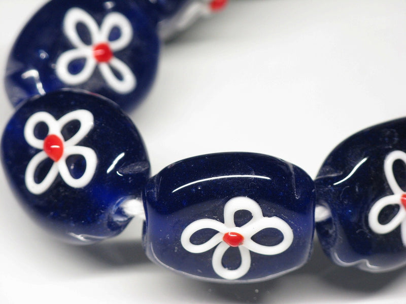 TOKO-BEADS AG035-11N Glass bead (strand) 18mm AG035-11N フラワービーズ（連） 18mm Asian bead & African bead  Handmade,Lampeork,bead,asia,india,ethnic,parts,accessory,beads とんぼ玉,ビーズ,トンボ玉,アジア,インド,エスニック,手作り,パーツ,アクセサリー