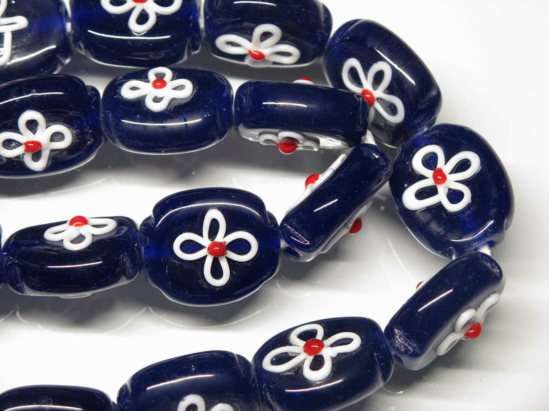 TOKO-BEADS AG035-11N Glass bead (strand) 18mm AG035-11N フラワービーズ（連） 18mm Asian bead & African bead  Handmade,Lampeork,bead,asia,india,ethnic,parts,accessory,beads とんぼ玉,ビーズ,トンボ玉,アジア,インド,エスニック,手作り,パーツ,アクセサリー