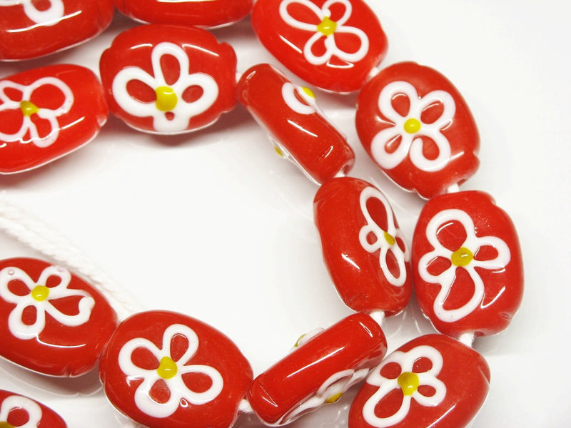 TOKO-BEADS AG035-15N Glass bead (strand) 18mm AG035-15N フラワービーズ（連） 18mm Asian bead & African bead  Handmade,Lampeork,bead,asia,india,ethnic,parts,accessory,beads とんぼ玉,ビーズ,トンボ玉,アジア,インド,エスニック,手作り,パーツ,アクセサリー