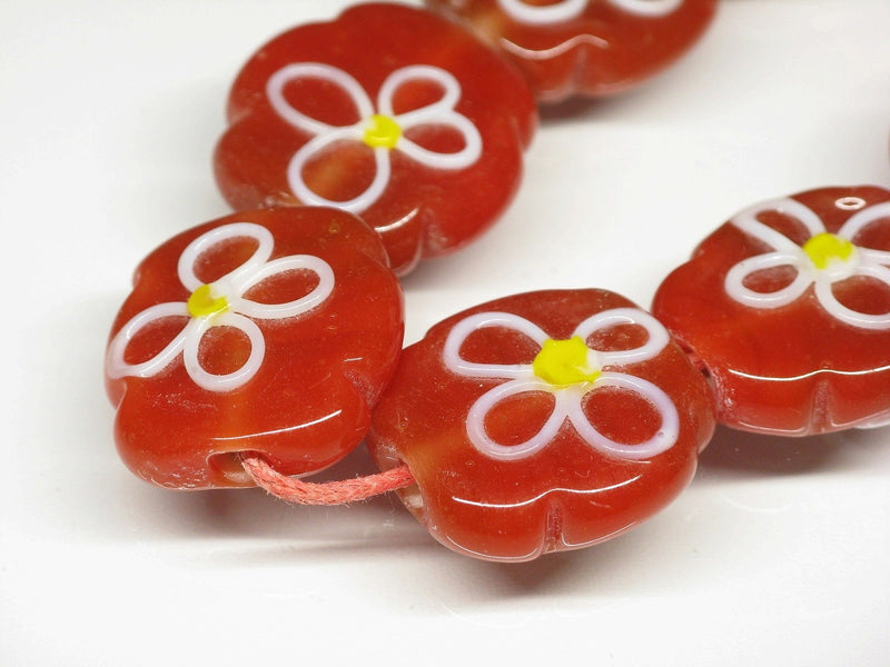 TOKO-BEADS AG035-19N Glass bead (strand) 17~19mm AG035-19N フラワービーズ（連） 17~19mm Asian bead & African bead  Handmade,Lampeork,bead,asia,india,ethnic,parts,accessory,beads とんぼ玉,ビーズ,トンボ玉,アジア,インド,エスニック,手作り,パーツ,アクセサリー