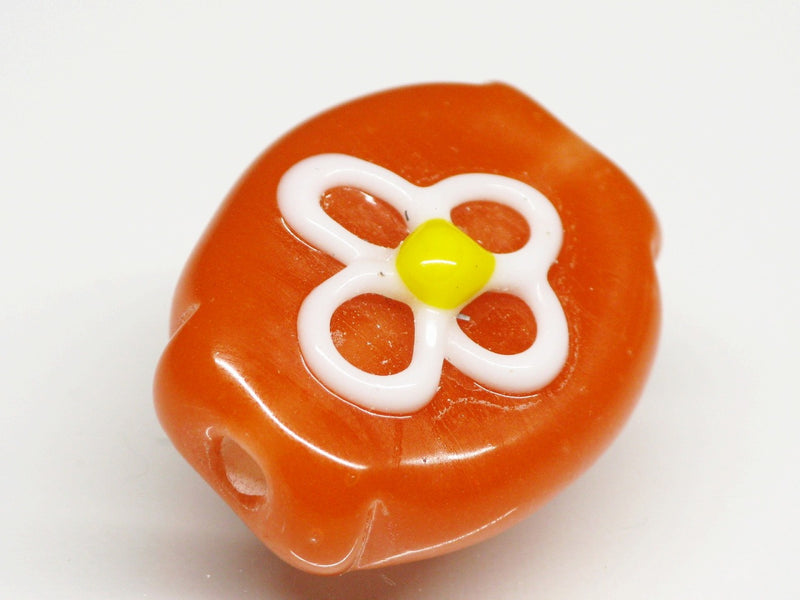 TOKO-BEADS AG035-14S Glass bead 17mm AG035-14S フラワービーズ 17mm Asian bead & African bead  Handmade,Lampeork,bead,asia,india,ethnic,parts,accessory,beads とんぼ玉,ビーズ,トンボ玉,アジア,インド,エスニック,手作り,パーツ,アクセサリー