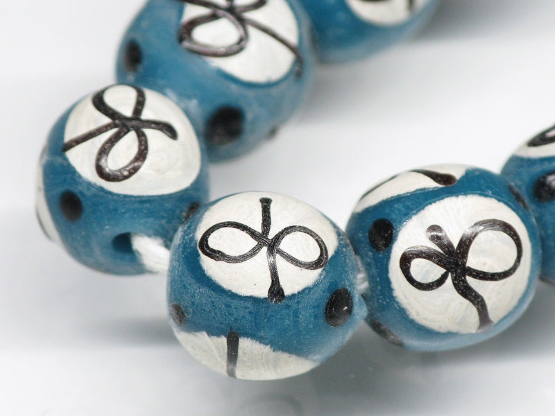 | TOKO-BEADS |AG046N-03 リボン模様のとんぼ玉（連） 9~10mmとんぼ玉,ビーズ,トンボ玉,アジア,インド,エスニック,手作り,パーツ,アクセサリー