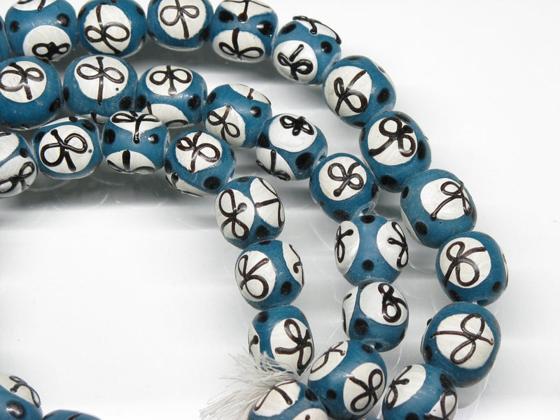 | TOKO-BEADS |AG046N-03 リボン模様のとんぼ玉（連） 9~10mmとんぼ玉,ビーズ,トンボ玉,アジア,インド,エスニック,手作り,パーツ,アクセサリー