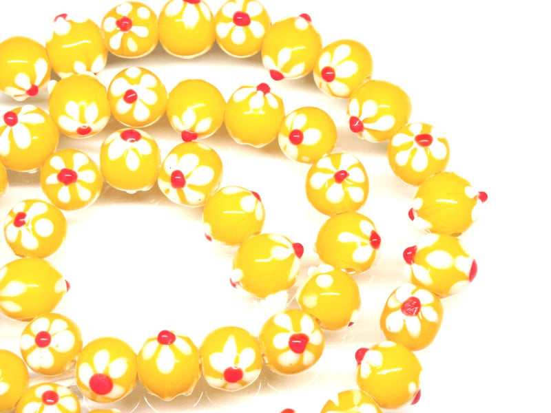 | TOKO-BEADS |AG058N-03 フラワービーズ(連) 10mmとんぼ玉,ビーズ,トンボ玉,アジア,インド,エスニック,手作り,パーツ,アクセサリー