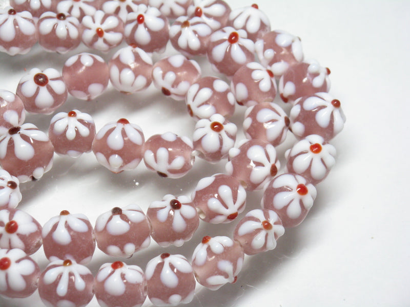 TOKO-BEADS AG058N-05 Glass bead(Strand) 10mm AG058N-05 フラワービーズ(連) 10mm Asian bead & African bead  Handmade,Lampeork,bead,asia,india,ethnic,parts,accessory,beads とんぼ玉,ビーズ,トンボ玉,アジア,インド,エスニック,手作り,パーツ,アクセサリー