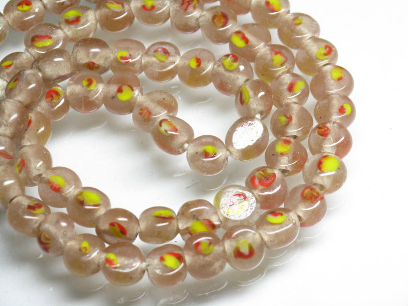 TOKO-BEADS AG068-18N Glass bead (strand) 7~8mm AG068-18N 丸型絵柄フラットビーズ（連） 7~8mm Asian bead & African bead  Handmade,Lampeork,bead,asia,india,ethnic,parts,accessory,beads とんぼ玉,ビーズ,トンボ玉,アジア,インド,エスニック,手作り,パーツ,アクセサリー