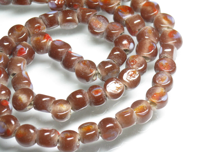 TOKO-BEADS AG068-19N Glass bead (strand) 8~8.5mm AG068-19N 丸型絵柄フラットビーズ（連） 8~8.5mm Asian bead & African bead  Handmade,Lampeork,bead,asia,india,ethnic,parts,accessory,beads とんぼ玉,ビーズ,トンボ玉,アジア,インド,エスニック,手作り,パーツ,アクセサリー
