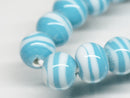 TOKO-BEADS AG070-22N Glass bead (strand) 8.5mm AG070-22N ストライプ柄とんぼ玉（連） 8.5mm Asian bead & African bead  Handmade,Lampeork,bead,asia,india,ethnic,parts,accessory,beads とんぼ玉,ビーズ,トンボ玉,アジア,インド,エスニック,手作り,パーツ,アクセサリー