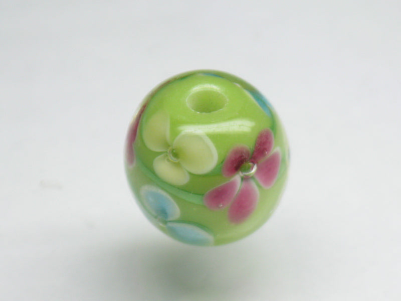 TOKO-BEADS AG071-51 Glass bead 12mm AG071-51 花柄とんぼ玉 12mm Asian bead & African bead  Handmade,Lampeork,bead,asia,india,ethnic,parts,accessory,beads とんぼ玉,ビーズ,トンボ玉,アジア,インド,エスニック,手作り,パーツ,アクセサリー