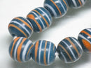 TOKO-BEADS AG072-04N Glass bead (strand) 10mm AG072-04N ストライプ柄とんぼ玉（連） 10mm Asian bead & African bead  Handmade,Lampeork,bead,asia,india,ethnic,parts,accessory,beads とんぼ玉,ビーズ,トンボ玉,アジア,インド,エスニック,手作り,パーツ,アクセサリー