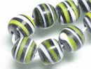 TOKO-BEADS AG072-05N Glass bead (strand) 11mm AG072-05N ストライプ柄とんぼ玉（連） 11mm Asian bead & African bead  Handmade,Lampeork,bead,asia,india,ethnic,parts,accessory,beads とんぼ玉,ビーズ,トンボ玉,アジア,インド,エスニック,手作り,パーツ,アクセサリー