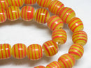 TOKO-BEADS AG072-06N Glass bead (strand) 12mm AG072-06N ストライプ柄とんぼ玉（連） 12mm Asian bead & African bead  Handmade,Lampeork,bead,asia,india,ethnic,parts,accessory,beads とんぼ玉,ビーズ,トンボ玉,アジア,インド,エスニック,手作り,パーツ,アクセサリー