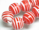 TOKO-BEADS AG072-07N Glass bead (strand) 12~13mm AG072-07N ストライプ柄とんぼ玉（連） 12~13mm Asian bead & African bead  Handmade,Lampeork,bead,asia,india,ethnic,parts,accessory,beads とんぼ玉,ビーズ,トンボ玉,アジア,インド,エスニック,手作り,パーツ,アクセサリー