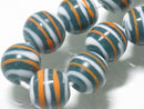 TOKO-BEADS AG072-18N Glass bead (strand) 12mm AG072-18N ストライプ柄とんぼ玉（連） 12mm Asian bead & African bead  Handmade,Lampeork,bead,asia,india,ethnic,parts,accessory,beads とんぼ玉,ビーズ,トンボ玉,アジア,インド,エスニック,手作り,パーツ,アクセサリー