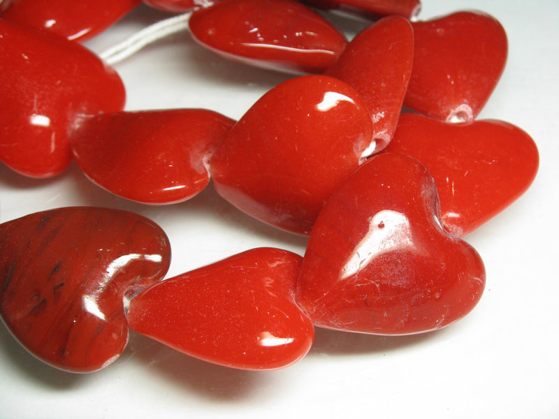 TOKO-BEADS AG074-72N Heart shaped flat glass bead (strand) 33~34.5mm AG074-72N ハート型フラットビーズ（連） 33~34.5mm Asian bead & African bead  Handmade,Lampeork,bead,asia,india,ethnic,parts,accessory,beads とんぼ玉,ビーズ,トンボ玉,アジア,インド,エスニック,手作り,パーツ,アクセサリー