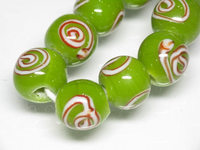 TOKO-BEADS AG102-03N Glass bead (strand) 10~11mm AG102-03N リボン模様のとんぼ玉（連） 10~11mm Asian bead & African bead  Handmade,Lampeork,bead,asia,india,ethnic,parts,accessory,beads とんぼ玉,ビーズ,トンボ玉,アジア,インド,エスニック,手作り,パーツ,アクセサリー