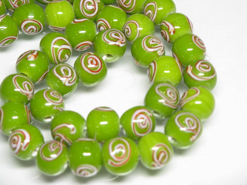 TOKO-BEADS AG102-03N Glass bead (strand) 10~11mm AG102-03N リボン模様のとんぼ玉（連） 10~11mm Asian bead & African bead  Handmade,Lampeork,bead,asia,india,ethnic,parts,accessory,beads とんぼ玉,ビーズ,トンボ玉,アジア,インド,エスニック,手作り,パーツ,アクセサリー