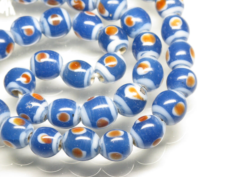 TOKO-BEADS AG106-11N Glass bead (strand) 9~10mm AG106-11N とんぼ玉（連/在庫限り） 9~10mm Asian bead & African bead  Handmade,Lampeork,bead,asia,india,ethnic,parts,accessory,beads とんぼ玉,ビーズ,トンボ玉,アジア,インド,エスニック,手作り,パーツ,アクセサリー