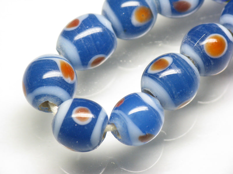 TOKO-BEADS AG106-12N Glass bead (strand) 9~10mm AG106-12N とんぼ玉（連/在庫限り） 9~10mm Asian bead & African bead  Handmade,Lampeork,bead,asia,india,ethnic,parts,accessory,beads とんぼ玉,ビーズ,トンボ玉,アジア,インド,エスニック,手作り,パーツ,アクセサリー