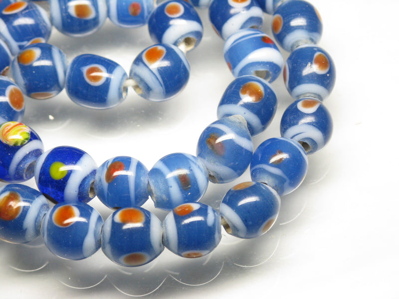 TOKO-BEADS AG106-12N Glass bead (strand) 9~10mm AG106-12N とんぼ玉（連/在庫限り） 9~10mm Asian bead & African bead  Handmade,Lampeork,bead,asia,india,ethnic,parts,accessory,beads とんぼ玉,ビーズ,トンボ玉,アジア,インド,エスニック,手作り,パーツ,アクセサリー