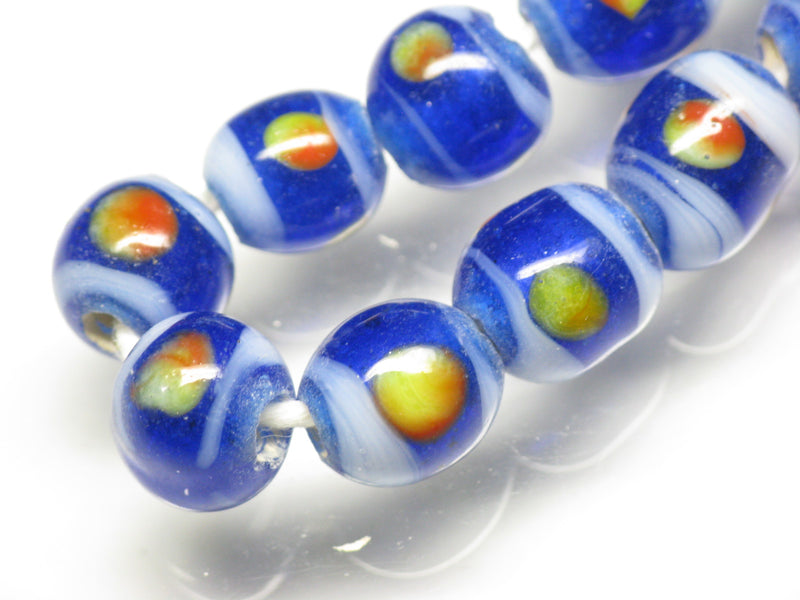 TOKO-BEADS AG106-17N Glass bead (strand) 8~9mm AG106-17N とんぼ玉（連/在庫限り） 8~9mm Asian bead & African bead  Handmade,Lampeork,bead,asia,india,ethnic,parts,accessory,beads とんぼ玉,ビーズ,トンボ玉,アジア,インド,エスニック,手作り,パーツ,アクセサリー