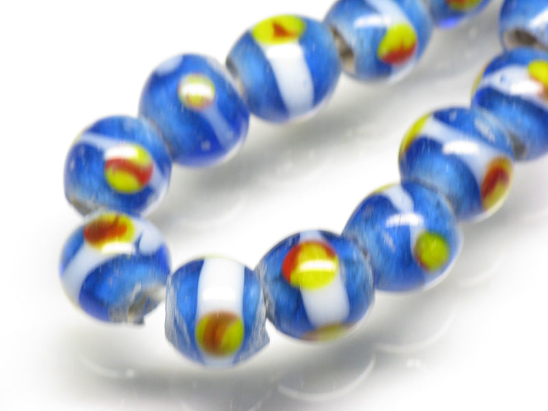 TOKO-BEADS AG106-20N Glass bead (strand) 7.5~8.5mm AG106-20N とんぼ玉（連/在庫限り） 7.5~8.5mm Asian bead & African bead  Handmade,Lampeork,bead,asia,india,ethnic,parts,accessory,beads とんぼ玉,ビーズ,トンボ玉,アジア,インド,エスニック,手作り,パーツ,アクセサリー