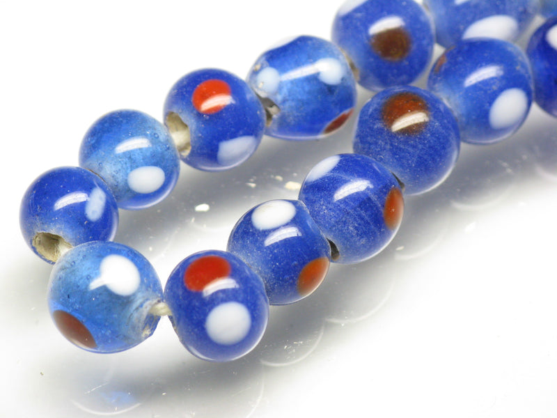 TOKO-BEADS AG107-20N Glass bead (strand) 8~11mm AG107-20N とんぼ玉（連/在庫限り） 8~11mm Asian bead & African bead  Handmade,Lampeork,bead,asia,india,ethnic,parts,accessory,beads とんぼ玉,ビーズ,トンボ玉,アジア,インド,エスニック,手作り,パーツ,アクセサリー