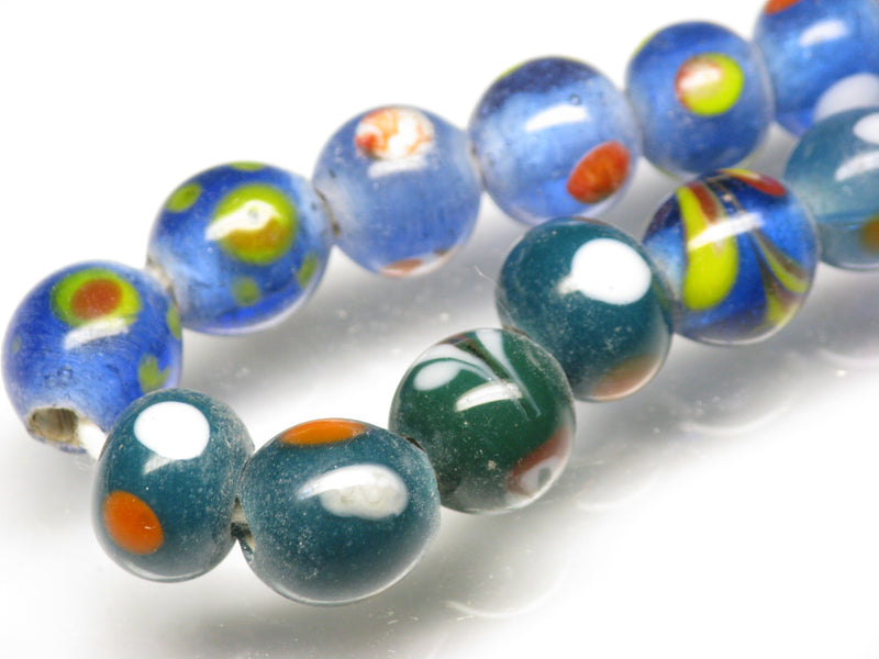 TOKO-BEADS AG107-26N Glass bead (strand) 8~11mm AG107-26N とんぼ玉（連/在庫限り） 8~11mm Asian bead & African bead  Handmade,Lampeork,bead,asia,india,ethnic,parts,accessory,beads とんぼ玉,ビーズ,トンボ玉,アジア,インド,エスニック,手作り,パーツ,アクセサリー