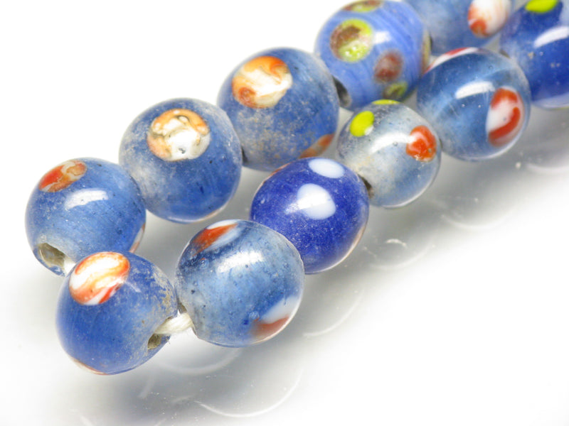 TOKO-BEADS AG107-27N Glass bead (strand) 8~11mm AG107-27N とんぼ玉（連/在庫限り） 8~11mm Asian bead & African bead  Handmade,Lampeork,bead,asia,india,ethnic,parts,accessory,beads とんぼ玉,ビーズ,トンボ玉,アジア,インド,エスニック,手作り,パーツ,アクセサリー