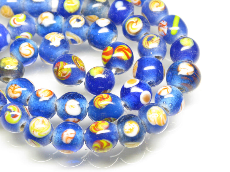 TOKO-BEADS AG107-30N Glass bead (strand) 8~10mm AG107-30N とんぼ玉（連/在庫限り） 8~10mm Asian bead & African bead  Handmade,Lampeork,bead,asia,india,ethnic,parts,accessory,beads とんぼ玉,ビーズ,トンボ玉,アジア,インド,エスニック,手作り,パーツ,アクセサリー