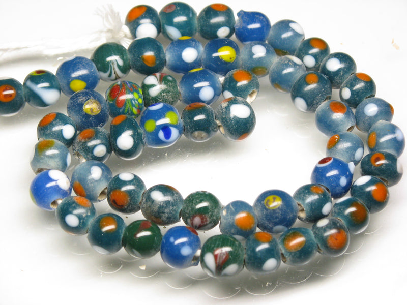 TOKO-BEADS AG107-42N Glass bead (strand) 8~10mm AG107-42N とんぼ玉（連/在庫限り） 8~10mm Asian bead & African bead  Handmade,Lampeork,bead,asia,india,ethnic,parts,accessory,beads とんぼ玉,ビーズ,トンボ玉,アジア,インド,エスニック,手作り,パーツ,アクセサリー