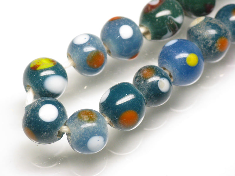 TOKO-BEADS AG107-43N Glass bead (strand) 8~10mm AG107-43N とんぼ玉（連/在庫限り） 8~10mm Asian bead & African bead  Handmade,Lampeork,bead,asia,india,ethnic,parts,accessory,beads とんぼ玉,ビーズ,トンボ玉,アジア,インド,エスニック,手作り,パーツ,アクセサリー