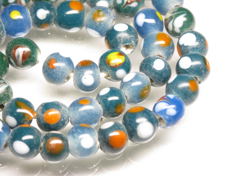 TOKO-BEADS AG107-43N Glass bead (strand) 8~10mm AG107-43N とんぼ玉（連/在庫限り） 8~10mm Asian bead & African bead  Handmade,Lampeork,bead,asia,india,ethnic,parts,accessory,beads とんぼ玉,ビーズ,トンボ玉,アジア,インド,エスニック,手作り,パーツ,アクセサリー