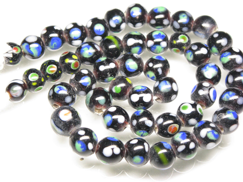 TOKO-BEADS AG107-47N Glass bead (strand) 8~10mm AG107-47N とんぼ玉（連/在庫限り） 8~10mm Asian bead & African bead  Handmade,Lampeork,bead,asia,india,ethnic,parts,accessory,beads とんぼ玉,ビーズ,トンボ玉,アジア,インド,エスニック,手作り,パーツ,アクセサリー