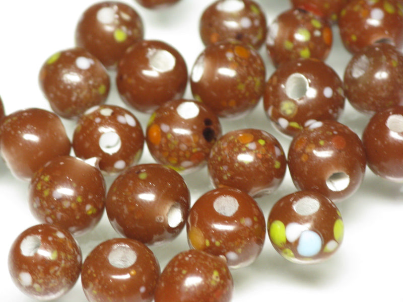 TOKO-BEADS AG121-02S Spray dot glass bead 7.5~8.5mm AG121-02S スプレイ・ドット柄小粒とんぼ玉 7.5~8.5mm Asian bead & African bead  Handmade,Lampeork,bead,asia,india,ethnic,parts,accessory,beads とんぼ玉,ビーズ,トンボ玉,アジア,インド,エスニック,手作り,パーツ,アクセサリー