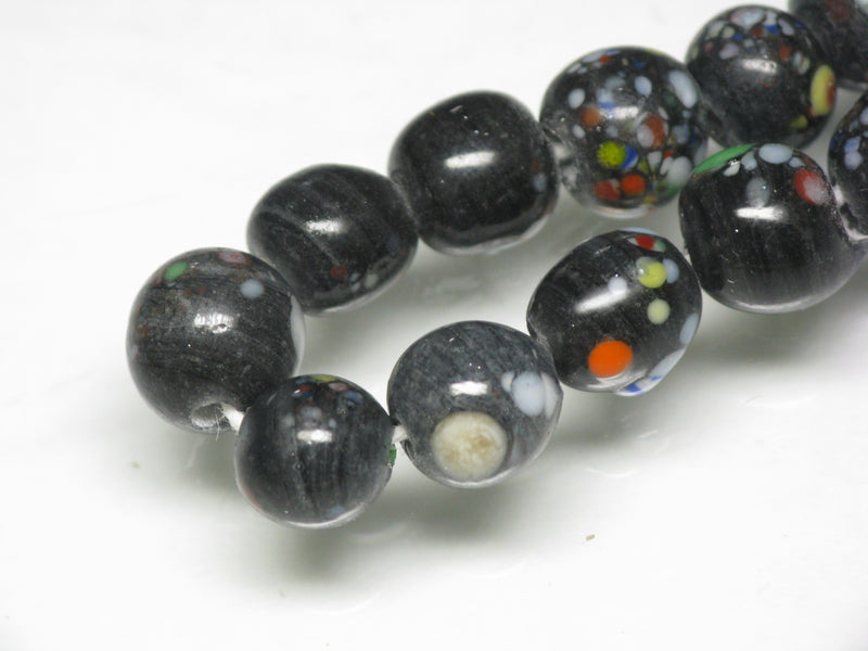 TOKO-BEADS AG121-03N Spray dot glass bead (strand) 7.5~8.5mm AG121-03N スプレイ・ドット柄小粒とんぼ玉（連） 7.5~8.5mm Asian bead & African bead  Handmade,Lampeork,bead,asia,india,ethnic,parts,accessory,beads とんぼ玉,ビーズ,トンボ玉,アジア,インド,エスニック,手作り,パーツ,アクセサリー