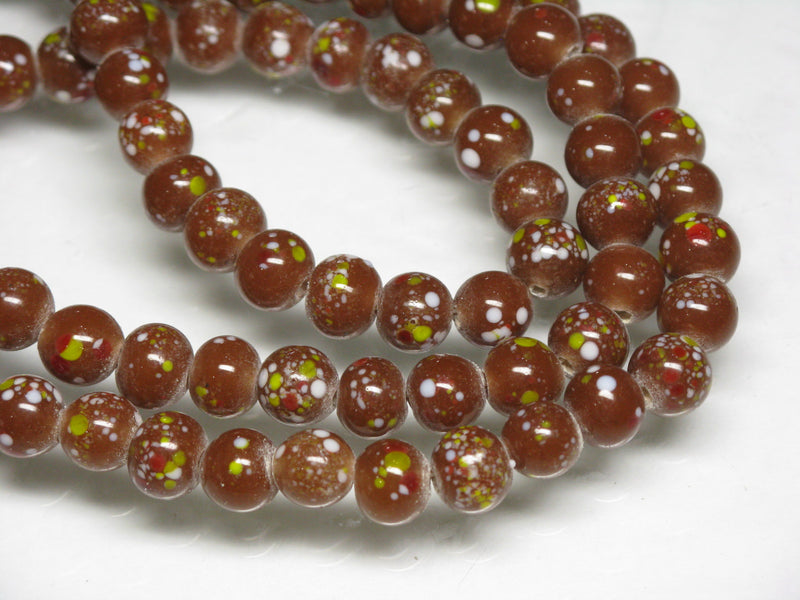 TOKO-BEADS AG121-04N Spray dot glass bead (strand) 7.5~8.5mm AG121-04N スプレイ・ドット柄小粒とんぼ玉（連） 7.5~8.5mm Asian bead & African bead  Handmade,Lampeork,bead,asia,india,ethnic,parts,accessory,beads とんぼ玉,ビーズ,トンボ玉,アジア,インド,エスニック,手作り,パーツ,アクセサリー
