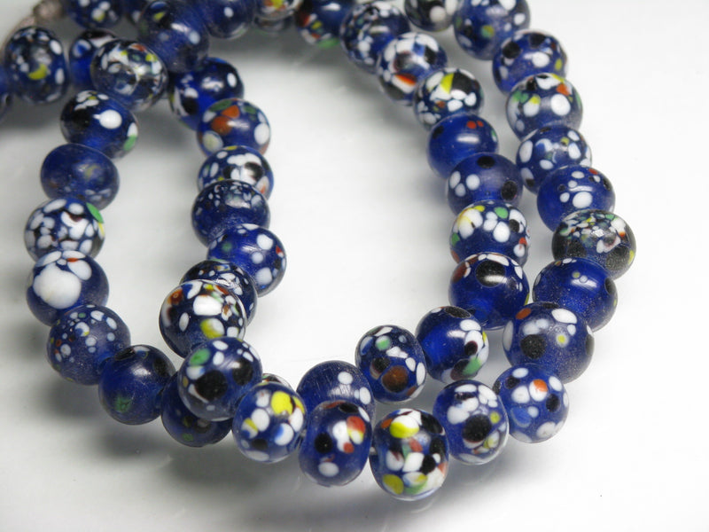 TOKO-BEADS AG121-05N Spray dot glass bead (strand) 11mm AG121-05N スプレイ・ドット柄小粒とんぼ玉（連） 11mm Asian bead & African bead  Handmade,Lampeork,bead,asia,india,ethnic,parts,accessory,beads とんぼ玉,ビーズ,トンボ玉,アジア,インド,エスニック,手作り,パーツ,アクセサリー