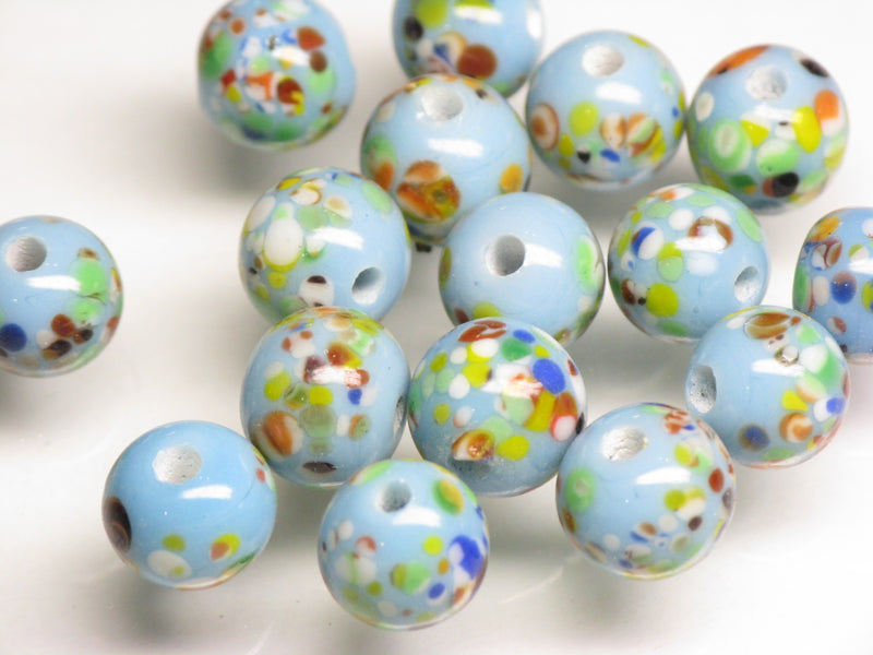 TOKO-BEADS AG121-06S Spray dot glass bead 8~8.5mm AG121-06S スプレイ・ドット柄小粒とんぼ玉 8~8.5mm Asian bead & African bead  Handmade,Lampeork,bead,asia,india,ethnic,parts,accessory,beads とんぼ玉,ビーズ,トンボ玉,アジア,インド,エスニック,手作り,パーツ,アクセサリー
