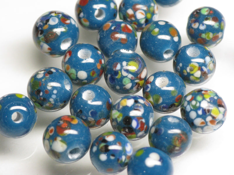 TOKO-BEADS AG121-07S Spray dot glass bead 8~8.5mm AG121-07S スプレイ・ドット柄小粒とんぼ玉 8~8.5mm Asian bead & African bead  Handmade,Lampeork,bead,asia,india,ethnic,parts,accessory,beads とんぼ玉,ビーズ,トンボ玉,アジア,インド,エスニック,手作り,パーツ,アクセサリー